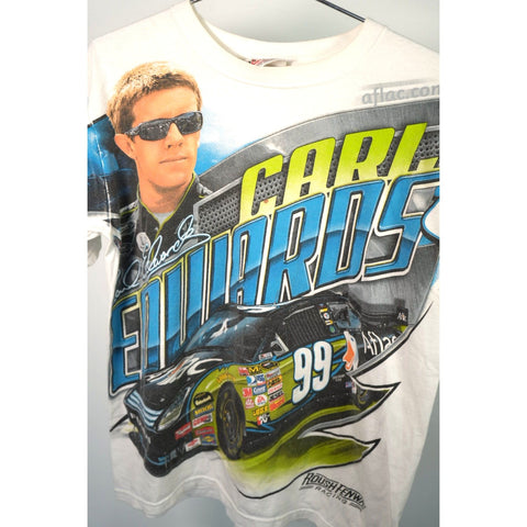 "Retail" Vintage Carl Edwards #99 Roush Fenway Graphic Racing Tee Shirt White M