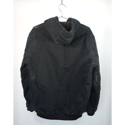 "Retail" Vintage Carhartt Flannel Quilt Lined Canvas Full Zip Active Jacket Black M Tall