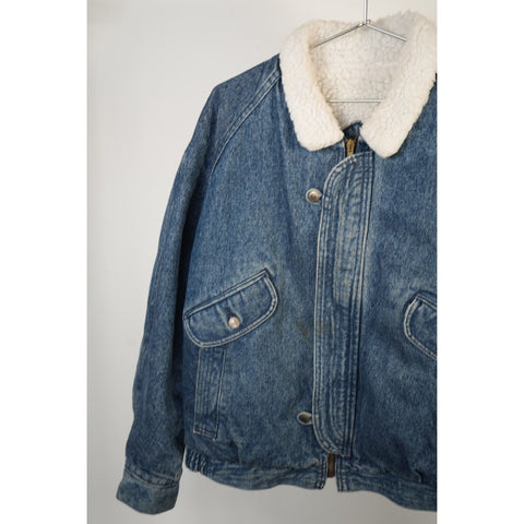 "Retail" Vintage Levi's Sherpa Lined Denim Bomber Jacket Blue Medium
