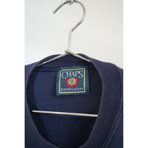 "Retail" Vintage Chaps Ralph Lauren Spell Out Logo Pullover Sweatshirt Navy Blue Men's