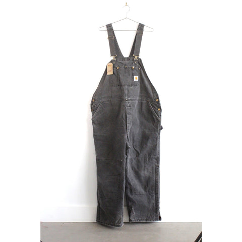 Carhartt Streetwear Workwear Overalls | Dark Gray Denim Bib Overalls | Size W24 x L52 x Inseam 28 | Vintage Utility Carpenter Pants | Retro Y2K Casual Streetwear