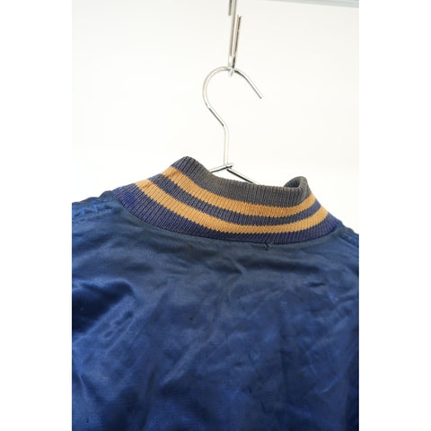 "Retail" Vintage 1960s Reversible Satin Bainbridge Air Base Varsity Jacket Navy Blue (See Dimension) Men's
