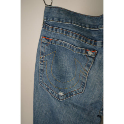 "Retail" Vintage True Religion Bobby Boot Cut Denim Jeans Blue 38X33 Women's Made in USA