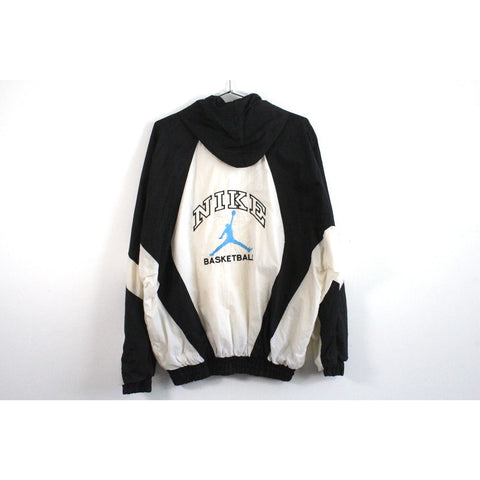 Vintage 90s Nike Basketball Black White Jacket | Vintage 90s 2000s Athletic Warm Up Track Coat | Retro Streetwear Outerwear | Men’s Size M | Swoosh Logo Sportswear