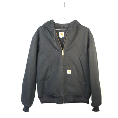 "Retail" Vintage Carhartt Flannel Quilt Lined Canvas Full Zip Active Jacket Black M