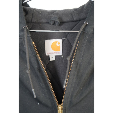 "Retail" Vintage Carhartt Flannel Quilt Lined Canvas Full Zip Active Jacket Black M
