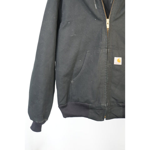 "Retail" Vintage Carhartt Flannel Quilt Lined Canvas Full Zip Active Jacket Black M