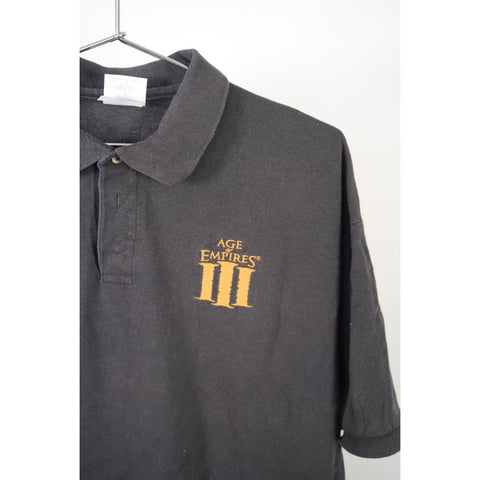 "Retail" Vintage Y2K Jerzees Embroidered Age of Empires III Polo Shirt Black Large