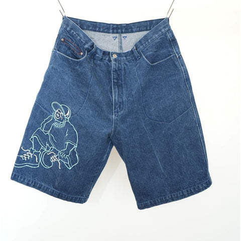 "Retail" Texas Tuff Jeans Hip Hop Embroidered Baggy Denim Jeans Short Blue Men's W35