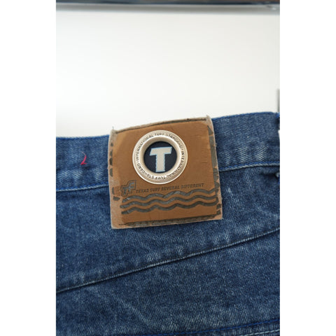 "Retail" Texas Tuff Jeans Hip Hop Embroidered Baggy Denim Jeans Short Blue Men's W35
