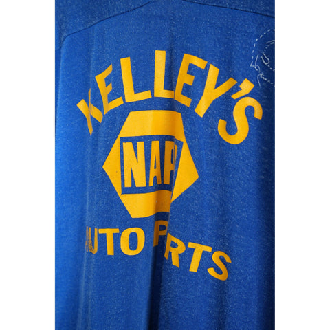 "Retail" Vintage 1970s Venus Kelly's Auto Parts Napa Long Sleeve Jersey Blue/Yellow Small Men's