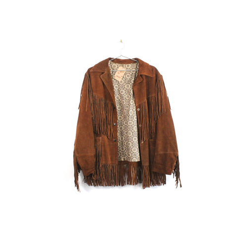 Joo Kay Genuine Leather Jacket with Fringe | Vintage Western Rodeo Coat | Bohemian Cowgirl Style | Women’s Medium/Large