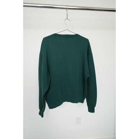 "Retail" Vintage CK Calvin Klein Big Logo Crewneck Pullover Sweatshirt Green L Made in USA