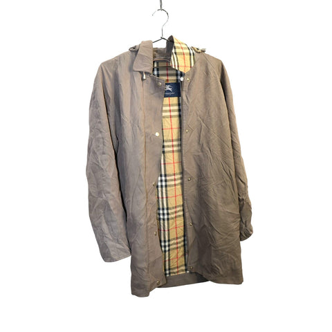 "Retail" Vintage Burberry Nova Check Lined Detachable Hood Mid-Length Jacket Brown