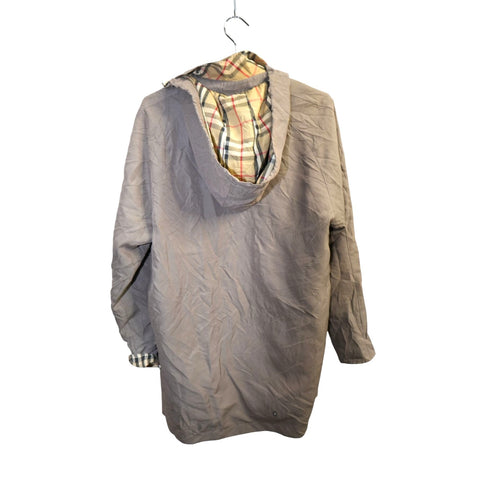 "Retail" Vintage Burberry Nova Check Lined Detachable Hood Mid-Length Jacket Brown