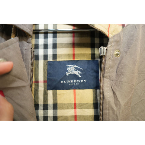 "Retail" Vintage Burberry Nova Check Lined Detachable Hood Mid-Length Jacket Brown