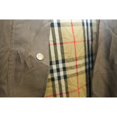 "Retail" Vintage Burberry Nova Check Lined Detachable Hood Mid-Length Jacket Brown