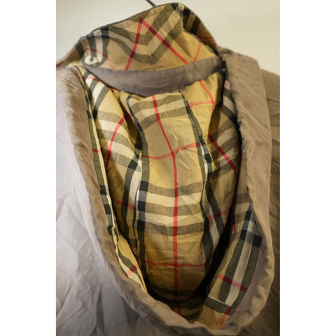 "Retail" Vintage Burberry Nova Check Lined Detachable Hood Mid-Length Jacket Brown