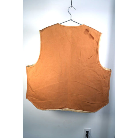 "Retail" Vintage Carhartt Sherpa Lined Canvas Zip Up Vest Tan Size XXL Made in USA