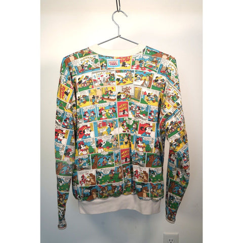 "Retail" Vintage Sunday Comics Mickey Minnie Mouse Reversible Sweatshirt White