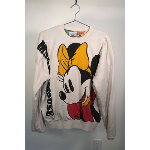 "Retail" Vintage Sunday Comics Mickey Minnie Mouse Reversible Sweatshirt White