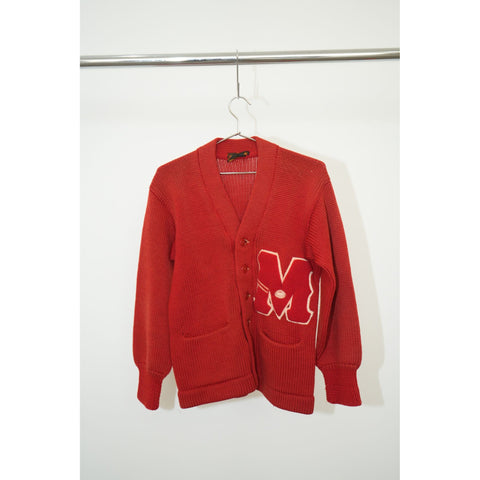 "Retail" Vintage 1950s Knitted Letter Cardigan Sweater Red (See Dimension) Women's