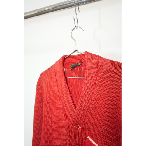 "Retail" Vintage 1950s Knitted Letter Cardigan Sweater Red (See Dimension) Women's