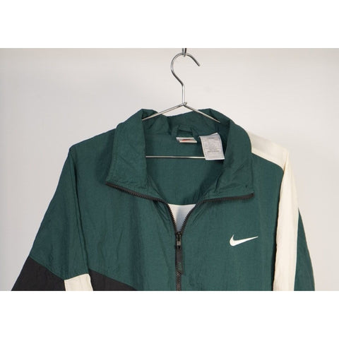 "Retail" Vintage Nike Big Swoosh Full Zip Track Jacket Green, Black & White Large