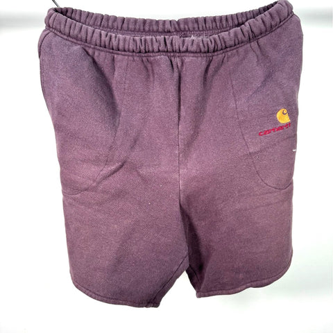 "Retail" Vintage Carhartt Logo Embroidered Fleece Sweat Short Purple XL W32 Men's