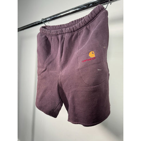 "Retail" Vintage Carhartt Logo Embroidered Fleece Sweat Short Purple XL W32 Men's