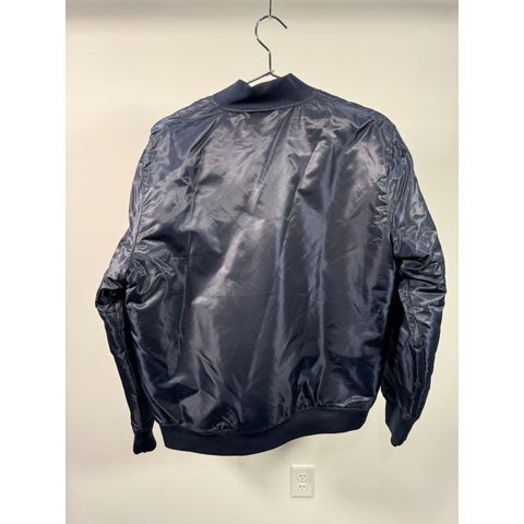 "Retail" Staple Pigeon Satin Snap Button Bomber Jacket Navy Blue Size Medium Men's