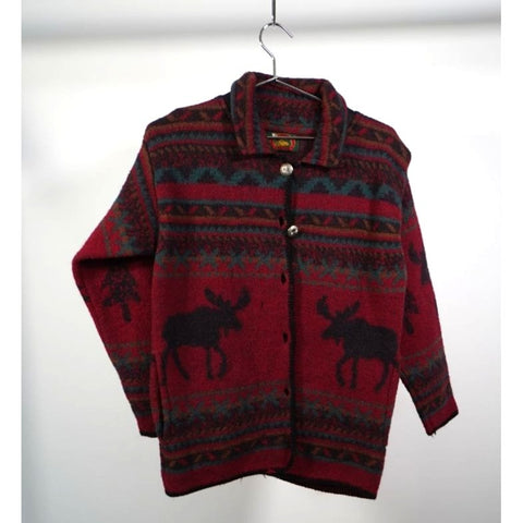 "Retail" Vintage Alps Fine Women's Apparel 100% Wool Cardigan Sweater Small Made in USA