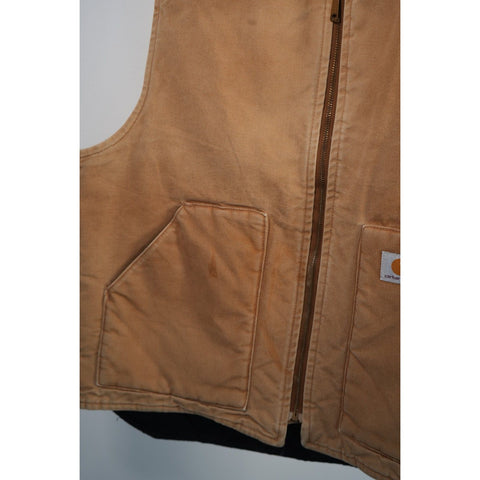 "Retail" Carhartt V01 BRN Relaxed Fit Firm Duck Insulated Rib Collar Vest Brown XL