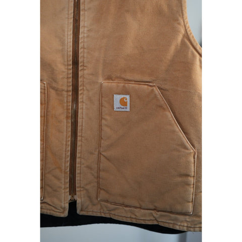 "Retail" Carhartt V01 BRN Relaxed Fit Firm Duck Insulated Rib Collar Vest Brown XL
