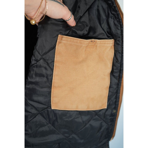 "Retail" Carhartt V01 BRN Relaxed Fit Firm Duck Insulated Rib Collar Vest Brown XL