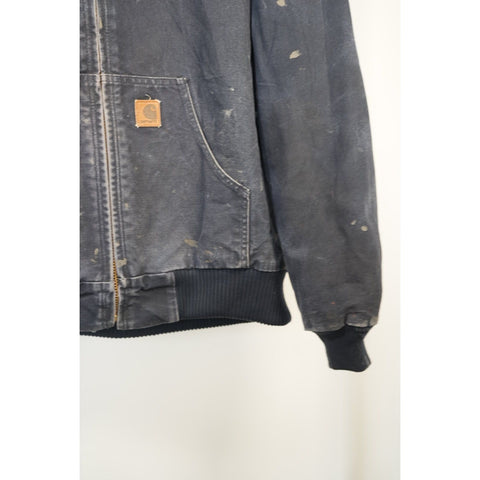 "Retail" Carhartt J130 MDT Flannel Quilt Lined Canvas Full Zip Active Jacket Navy M