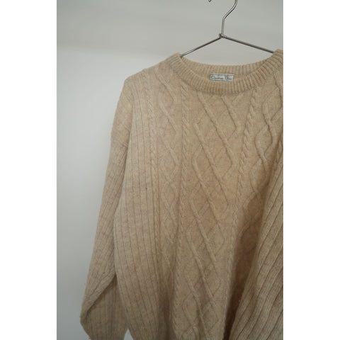 "Retail" Vintage Christian Dior Cable-knit Pullover Sweater Beige