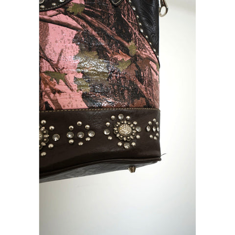 "Retail" Montana West Camo Tree Print Rhinestone Double Strap Hand Bag Shoulder Bag