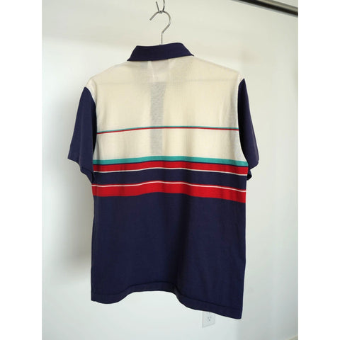 "Retail" Vintage Spalding Rainbow Multicolor Striped Pocket Polo Shirt Medium Men's