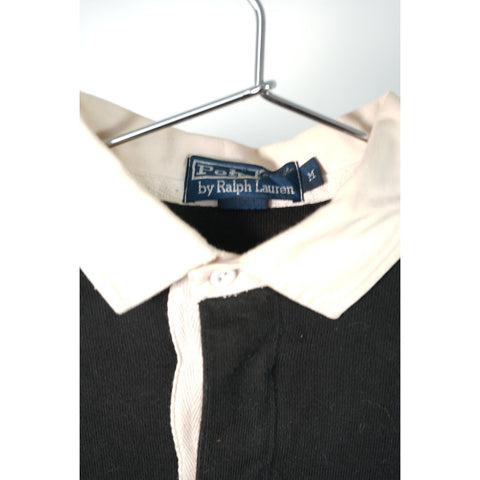 "Retail" Vintage Polo Ralph Lauren Big Pony Rugby Long Sleeve Polo Shirt Black M