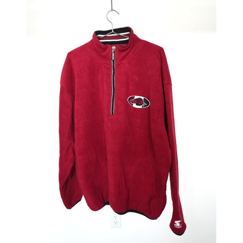 "Retail" Vintage Starter NCAA Arkansas Razorbacks 1/4 Zip Fleece Pullover Jacket Red XL