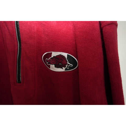 "Retail" Vintage Starter NCAA Arkansas Razorbacks 1/4 Zip Fleece Pullover Jacket Red XL