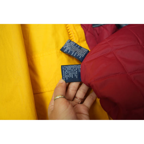 "Retail" VTG Tommy Hilfiger Full Zip/Snap Striped Parka Rain Jacket Yellow/Black L Men's