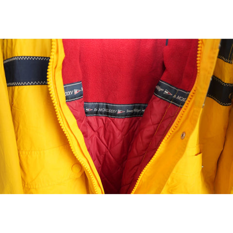 "Retail" VTG Tommy Hilfiger Full Zip/Snap Striped Parka Rain Jacket Yellow/Black L Men's