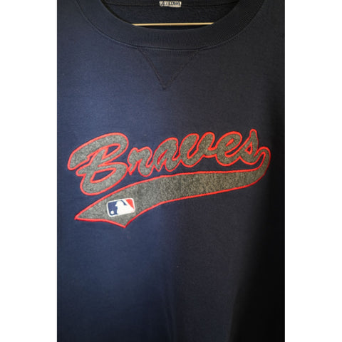"Retail" Vintage Russell Athletic MLB Atlanta Braves Pullover Sweatshirt Navy Blue