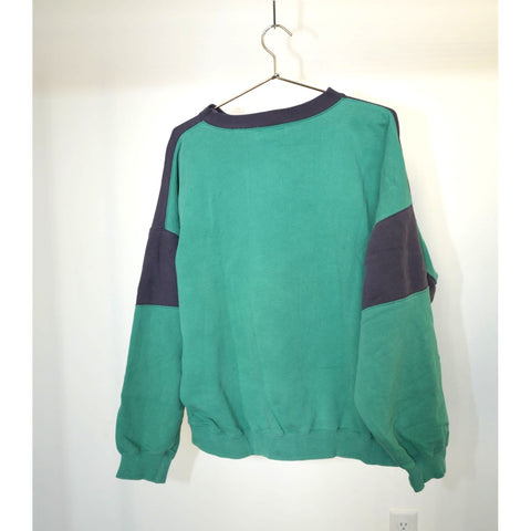 "Retail" Vintage Boss America Embroidered Colorblock Pullover Sweatshirt Green/Gray XL