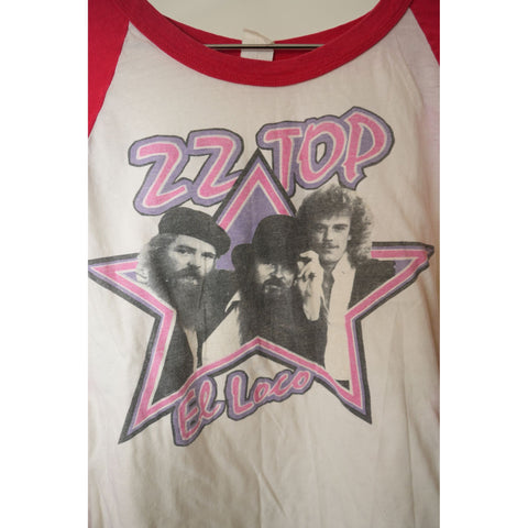 "Retail" Vintage 1981 ZZ Top El Loco Tour Raglan Tee Shirt White/Red XL Made in USA