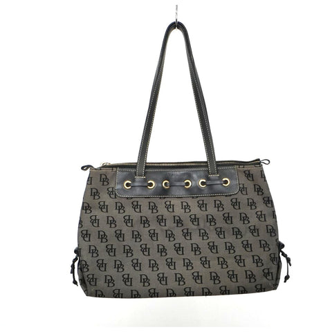 "Retail" VTG Dooney & Bourke DB Monogram Canvas Leather Trim Tassel Shoulder Bag