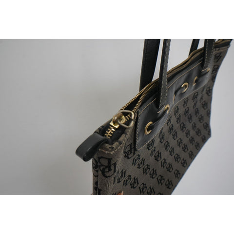 "Retail" VTG Dooney & Bourke DB Monogram Canvas Leather Trim Tassel Shoulder Bag