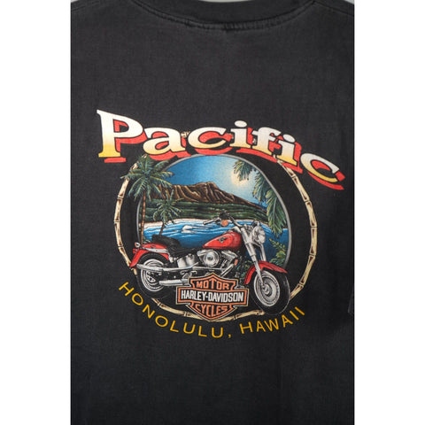 "Retail" Vintage Harley-Davidson Pacific Honolulu, Hawaii Front & Back Tee Shirt XL Made in USA